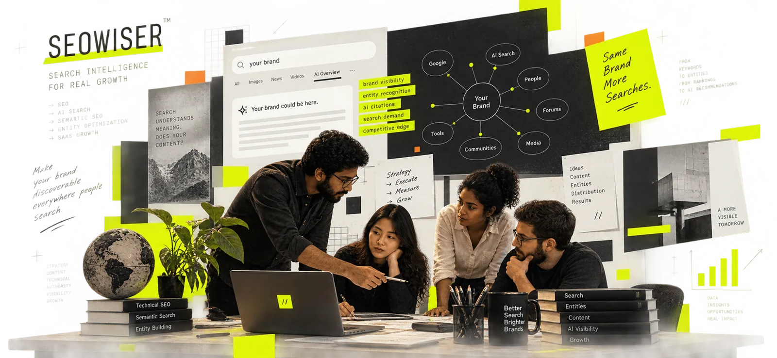 SEOWiser search intelligence team mapping brand entities, AI Overviews and search visibility